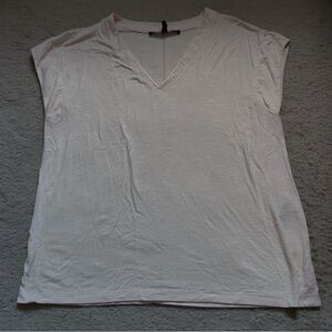 White House Black Market Soft Peach Pink V-Neck Tee